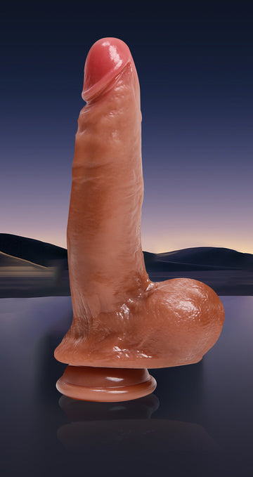 Silicone Realistic Dildo - 5.91" Insertable, 8.46" Total, 1.65" Diameter