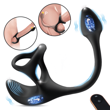 LuvanaX - 3 In 1 Spherical Vibrating Anal Plug Testicles Stimulator With cock Ring
