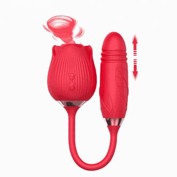 Lurevibe - Rose Sex Toy for Womens Sex - 3in1 Upgrade Rose Sex Stimulator for Women with 7 Tongue Licking & 3 Thrusting Vibrator Dildo Adult Sex Toys for Couples G Spot Vibrators Clitoral Nipple