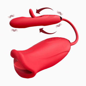 LuvanaX - Rose Muncher Lip Tongue Suction Vibrator With Patting Dildo Vibrator