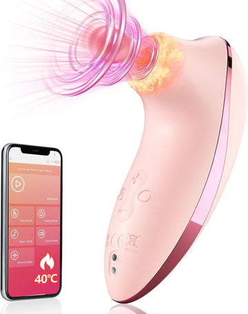 LuvanaX - Sucking Vibrator Adult Sex Toys - Heating Pulse Pure Sucker APP Remote Clitoral Vibrator with 5 * 5 Suction, Clitoris Nipple Stimulator Waterproof Rose Sex Toys for Women Female Couples Pleasure