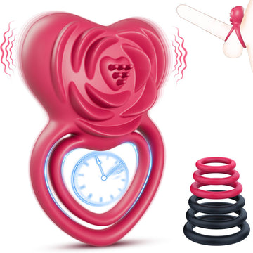 LuvanaX - 2 in 1 Vibrating Cock Ring Rose Vibrator