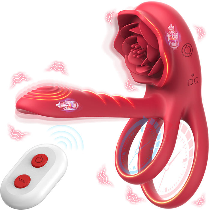 LuvanaX - Rose Cock Ring Vibrator Clit Stimulator Couple Toy Upgraded Version