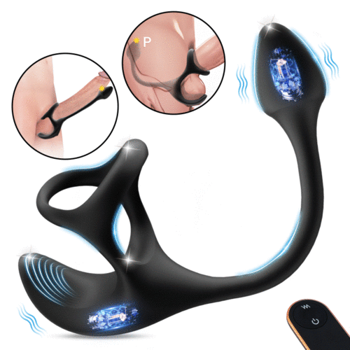 LuvanaX - 3 In 1 Spherical Vibrating Anal Plug Testicles Stimulator With cock Ring