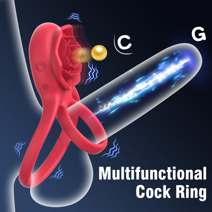 LuvanaX - Rose Cock Ring Vibrator & Clit Stimulator