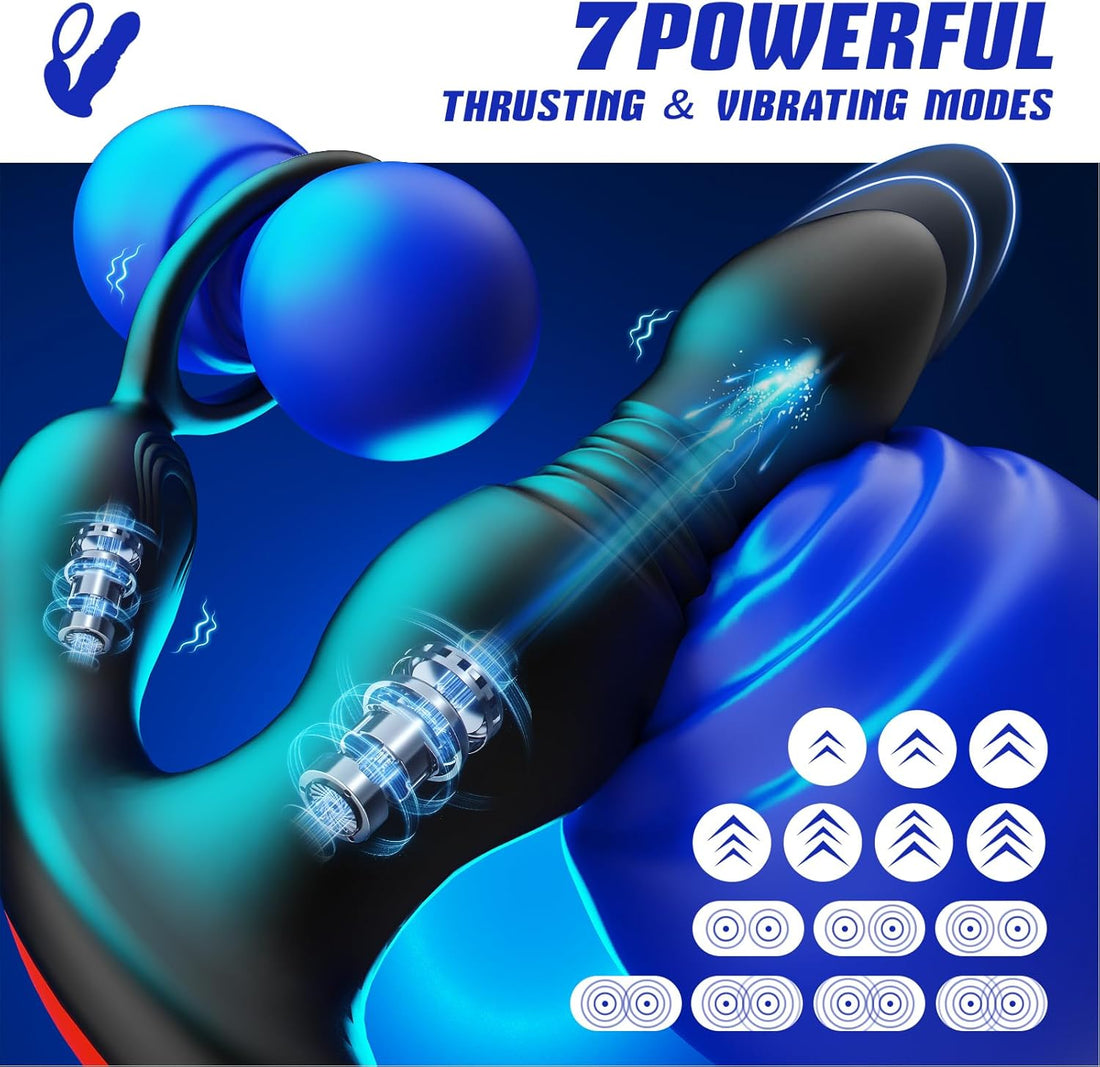LuvanaX - Prostate Massager Anal Vibrator Thrusting Vibrating 7 Modes with Cock Ring