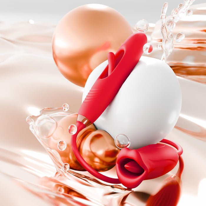 LuvanaX - Rose Muncher Lip Tongue Suction Vibrator With Patting Dildo LuvanaX Store LuvanaX - Rose Muncher Lip Tongue Suction Vibrator With Patting Dildo LuvanaX Store