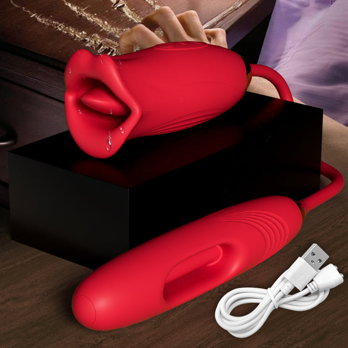 LuvanaX - Rose Muncher Lip Tongue Suction Vibrator With Patting Dildo LuvanaX Store LuvanaX - Rose Muncher Lip Tongue Suction Vibrator With Patting Dildo LuvanaX Store